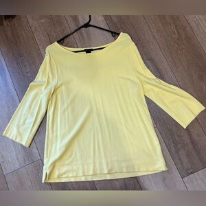 Ann Taylor Factory Women’s Yellow Boatneck 3/4 Sleeve Top size Large.
